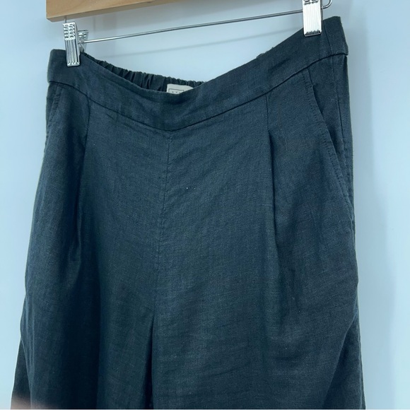 AYR S Al Fresco Black Linen Pants wide leg 0013 pleated elastic waist pull the - Picture 5 of 12